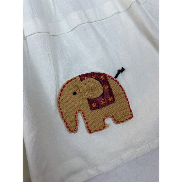 Walk Walk White Sleeveless Dress With Elephant Appliqué & Button Details Sz 3 - Picture 4 of 6
